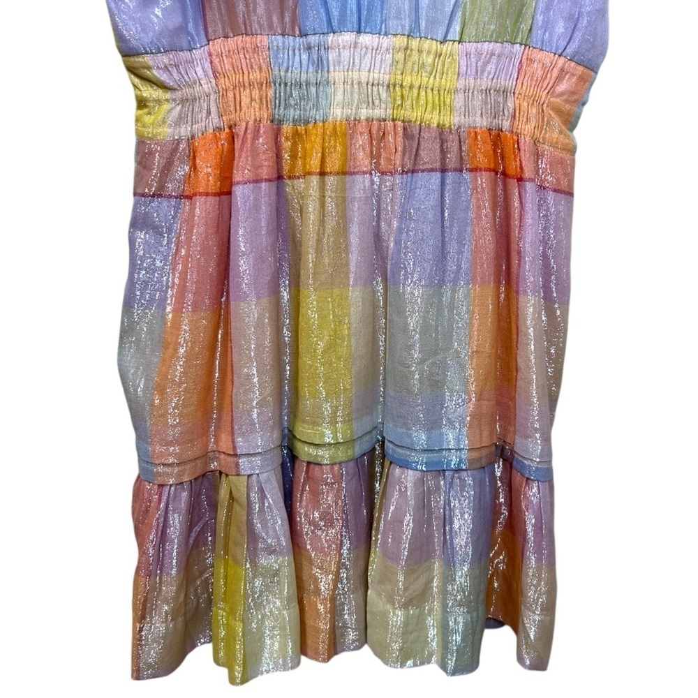 Anthropologie, Women’s ‘Somerset’ Mini Dress Metallic Plaid Pastel, Orange Large - Picture 8 of 16